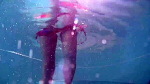 Redhead nikita vodorezova strips naked quick underwater at beach