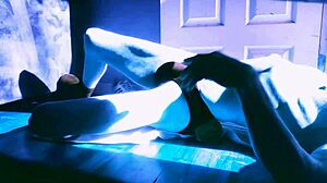 i'm stretching on the floor with my roller in briefs getting some winter sun relief