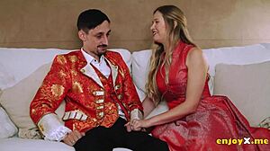 Blonde deepthroats shaved pussy licked fucked in HD depravity