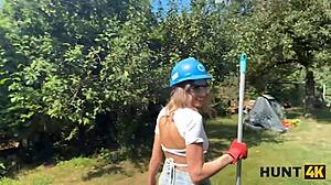 Hunt4k! Sexy Fanta Sie Fucks Old Hunter Hard in Public for Salary!