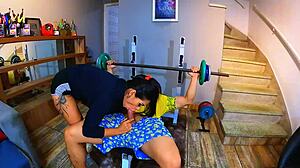 Trainer Loses Focus As Student Fucks Him Hard During Workout Session!