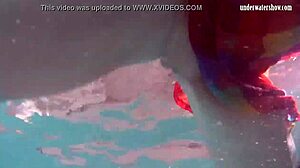 Redhead nikita vodorezova strips naked quick underwater at beach