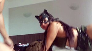 Morena Latina Fitness Babe Fucks in Hotel Behind Army Guy's Back