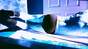 i'm stretching on the floor with my roller in briefs getting some winter sun relief