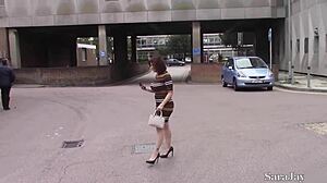 Sensual Kaz B in lingerie and socks squirts wet with her lesbo glasses babe handjob play