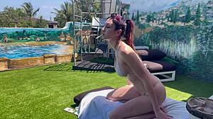 italian milf artemisia love strips bikini reveals perfect tits body outdoors horny solo