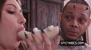 can this busty babe handle bella blu's meaty bbc pounding her in the kitchen?