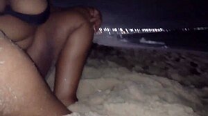 curvy brazilian milf flashes big tits pussy and pisses on beach