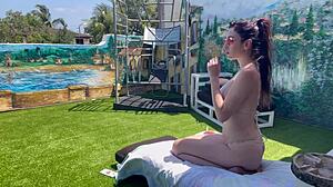 italian milf artemisia love strips bikini reveals perfect tits body outdoors horny solo