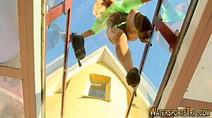 yo this fetish slut loves gargling hot piss like a pro