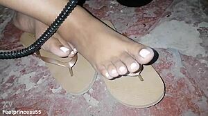 Sexy feet fetish close-up with teasing toes legs and seductive arches for ultimate pleasure