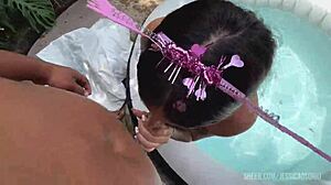 she loves jacuzzi fucks with the hot gardener, splashing everywhere