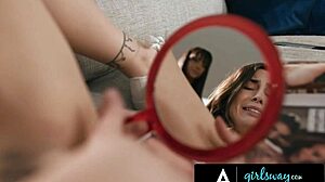 aw gorgeous cleaner august skye catches horny boss chanel fingering n licks her hairy pussy