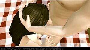 young man sucks and rides big cock learning from sexy lady outdoors in irina part4