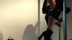 sexy doctor strips and dances seductively on pole for eager patient in hospital room