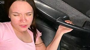 Stepdaughter skips panties fucks stepdad daddy rough in car public orgasm screams