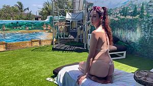 italian milf artemisia love strips bikini reveals perfect tits body outdoors horny solo