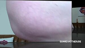 Bunnie chokes on the dude's monster cock gagging sloppy deepthroat until big cum explosion webcam style