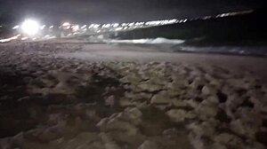 curvy brazilian milf flashes big tits pussy and pisses on beach