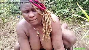 big black cock pounds fat ebony wife's hairy bush pussy closeup