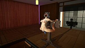 Furry cat dildos stretch tight holes leading to massive cum inflation explosion