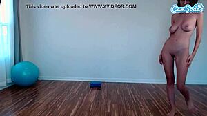 Huge tit brunette amateur hopelesssofrantic strips teases pussy on Camsoda webcam show.