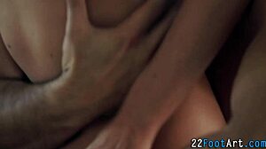 Horny babe's feet tease cock before wild fingering footjob fuck