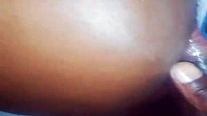 she bends over for intense ebony doggy style pounding at home