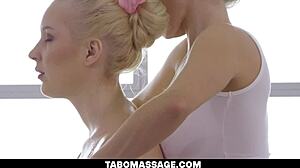 lovely big tit lesbian teens scissoring wet in oily massage fun 😍👭💦