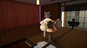 Furry cat dildos stretch tight holes leading to massive cum inflation explosion