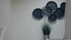 Brunette teen roommates Anna Claire Clouds and Chanel Camryn fuck with strap-on dildo by dishwasher