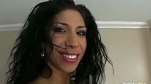 Busty Kayla Carrera deepthroats cock after striptease then takes deep doggystyle thrusts