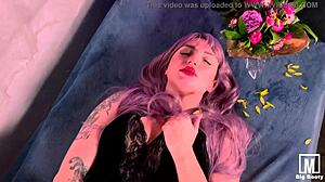 Cute Shemale Bitch Sucks Rides Huge Dildo Wet Pussy Squirting Valentine's