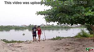 big black cock ebony babe bent over doggystyle across the river