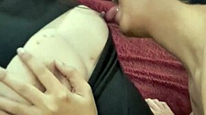 Chubby thai girlfriend rides small cock cowgirl creampie squirt in homemade bedroom fuck