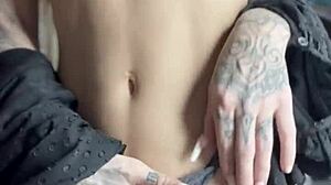 Susy Gala teases in see-through lingerie before standing pussy rub