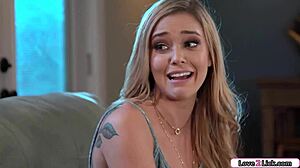 what happens when tattooed babe licks smooth teen pussy first time?