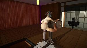 Furry cat dildos stretch tight holes leading to massive cum inflation explosion