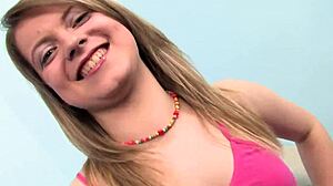 alena morozova drops to knees for deep teen blowjob, gagging on every inch