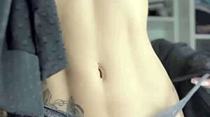 Susy Gala teases in see-through lingerie before standing pussy rub