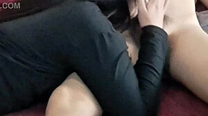 Chubby thai girlfriend rides small cock cowgirl creampie squirt in homemade bedroom fuck