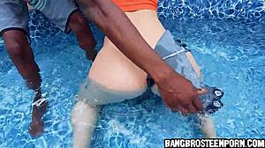 jessie rogers' huge ass cheeks clap hard during interracial anal pounding