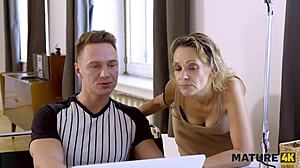 mature blonde cougar lures repairman for hung thrill ride