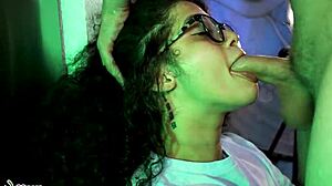 thick latina's throat wrecked against wall in brutal pov twerk blowjob