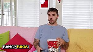 Kelsey Kane skips movie with stepbro for bent over doggystyle and cowgirl monster cock ride