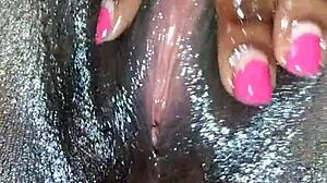 Black Ebony Fingers Close-Up Pussy Masturbation Dripping Wet