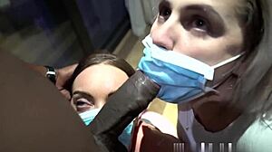 Wanna see this masked slut deepthroat big black cock through her mask?