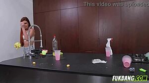 Colombian maid slurps cum facials after wild orgy