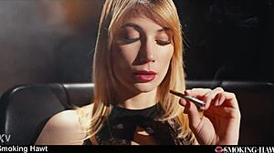 Pov blonde sharon white spits on cock while smoking