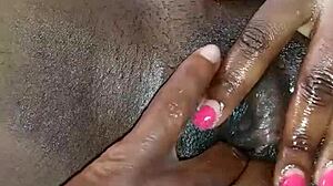 Black Ebony Fingers Close-Up Pussy Masturbation Dripping Wet
